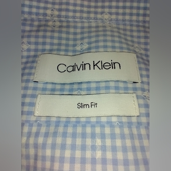 LIGHT BLUE GINGHAM CALVIN KLEIN SHIRT - Picture 4 of 8